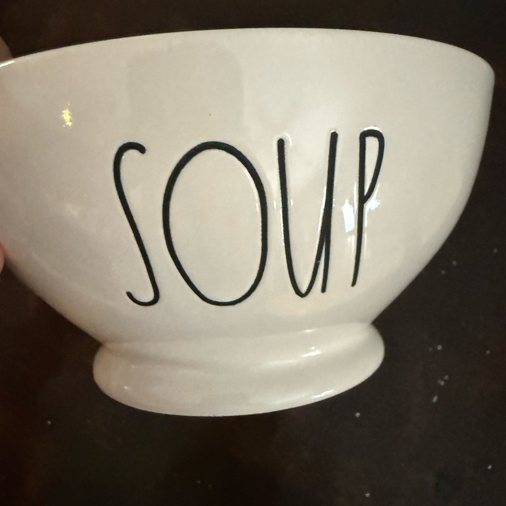 Rae Dunn White Ceramic Bowl with Black Text